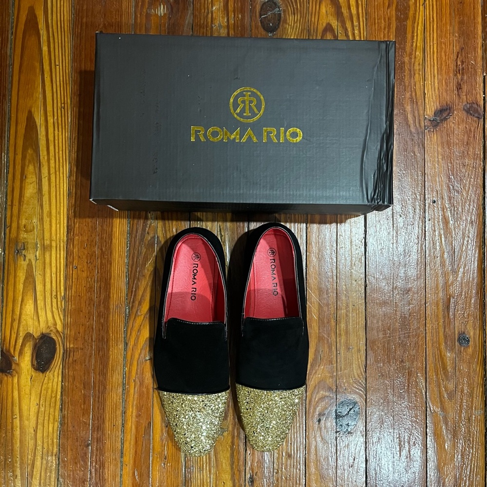 Men’s ROMARIO Dress Shoes, Gold, Size 9 1/2